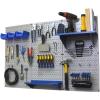 Gray Pegboard with Blue Accessories