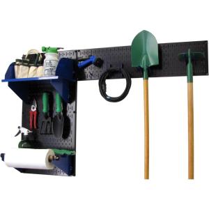 imageWall Control Pegboard Garden Supplies Storage and Organization Garden Tool Organizer Kit with Black Pegboard and White AccessoriesBlack Pegboard Blue Accessories