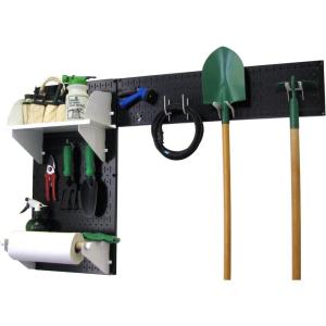imageWall Control Pegboard Garden Supplies Storage and Organization Garden Tool Organizer Kit with Black Pegboard and White AccessoriesBlack Pegboard White Accessories