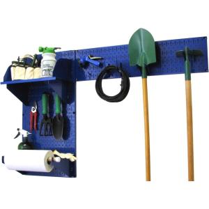 imageWall Control Pegboard Garden Supplies Storage and Organization Garden Tool Organizer Kit with Black Pegboard and White AccessoriesBlue Pegboard Blue Accessories