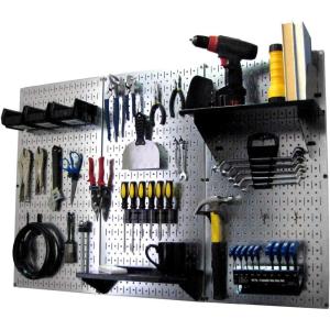 imageWall Control Pegboard Organizer 4 ft Metal Pegboard Standard Tool Storage Kit with Black Toolboard and Black AccessoriesMetallic Pegboard with Black Accessories