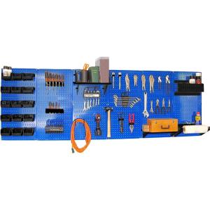 imageWall Control Pegboard Organizer 8 ft Pegboard Master Workbench Kit with Blue Toolboard and Black Pegboard HooksBlue Pegboard with Black Pegboard Hooks