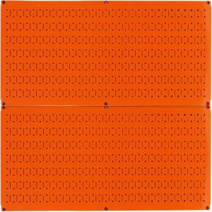 imageWall Control Pegboard Rack Garage Storage Galvanized Steel Horizontal Peg Board Pack  Two 32Inch x 16Inch Shiny Metallic Metal WallBoard Tool Organization PanelsOrange
