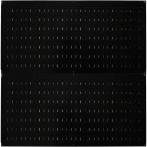 imageWall Control Pegboard Rack Garage Storage Galvanized Steel Horizontal Peg Board Pack  Two 32Inch x 16Inch Shiny Metallic Metal WallBoard Tool Organization PanelsBlack