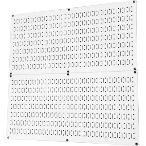 imageWall Control Pegboard Rack Garage Storage Galvanized Steel Horizontal Peg Board Pack  Two 32Inch x 16Inch Shiny Metallic Metal WallBoard Tool Organization PanelsWhite