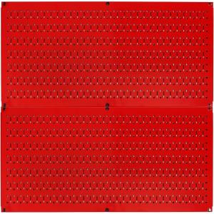 imageWall Control Pegboard Rack Garage Storage Galvanized Steel Horizontal Peg Board Pack  Two 32Inch x 16Inch Shiny Metallic Metal WallBoard Tool Organization PanelsRed