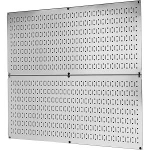 imageWall Control Pegboard Rack Garage Storage Galvanized Steel Horizontal Peg Board Pack  Two 32Inch x 16Inch Shiny Metallic Metal WallBoard Tool Organization PanelsMetallic
