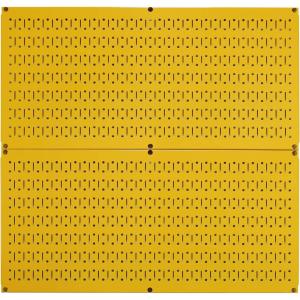 imageWall Control Pegboard Rack Garage Storage Galvanized Steel Horizontal Peg Board Pack  Two 32Inch x 16Inch Shiny Metallic Metal WallBoard Tool Organization PanelsYellow
