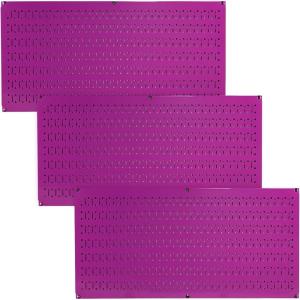 imageWall Control Pegboard Value Pack  3 Pack of Wall Control 16Inch Tall x 32Inch Wide Horizontal Black Metal Wallboards for Home ampamp Garage Tool Storage Organization Black PegboardPurple Pegboard