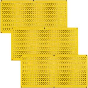 imageWall Control Pegboard Value Pack  3 Pack of Wall Control 16Inch Tall x 32Inch Wide Horizontal Black Metal Wallboards for Home ampamp Garage Tool Storage Organization Black PegboardYellow Pegboard