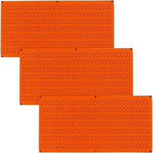 imageWall Control Pegboard Value Pack  3 Pack of Wall Control 16Inch Tall x 32Inch Wide Horizontal Black Metal Wallboards for Home ampamp Garage Tool Storage Organization Black PegboardOrange Pegboard