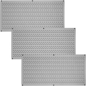 imageWall Control Pegboard Value Pack  3 Pack of Wall Control 16Inch Tall x 32Inch Wide Horizontal Black Metal Wallboards for Home ampamp Garage Tool Storage Organization Black PegboardGrey Pegboard